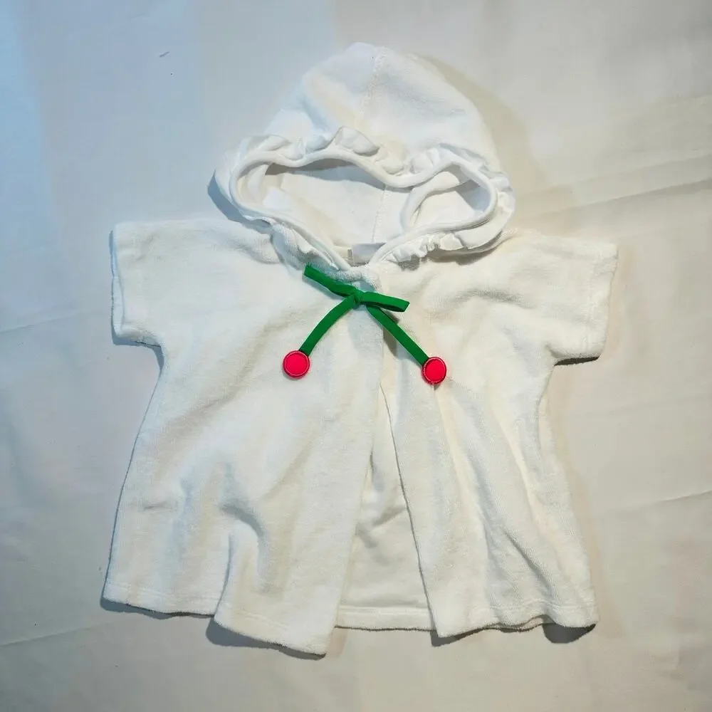 Vintage Florence Eisman Cherry Collar Terry Cloth Hooded Swim Suit Cover Up 12mo